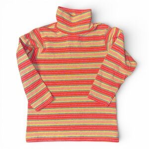 Vintage Mulberribush Girls Rainbow Stripe Turtleneck Top Size 6 USA Made